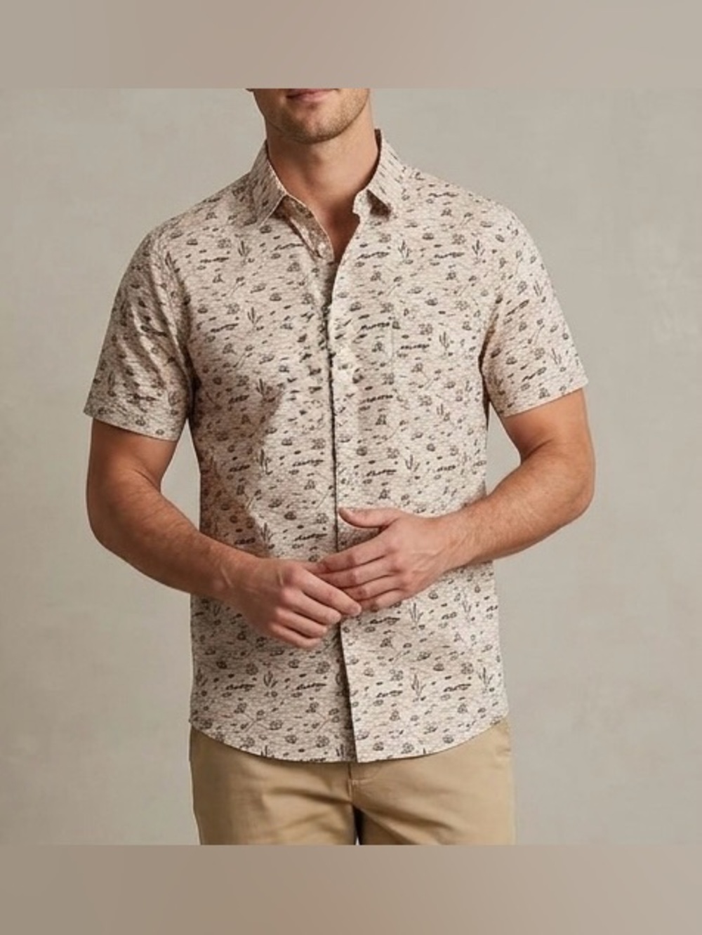 Molokai Surf Co. Men’s Small Mojave Brown Cactus Button Down Short Sleeve Shirt
